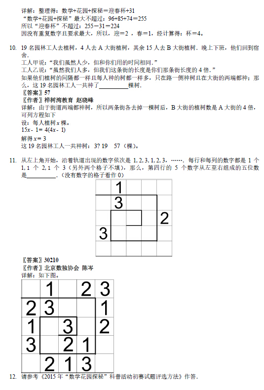 2015�ꡰ��ѧ��԰̽�ء����꼶�������⼰��